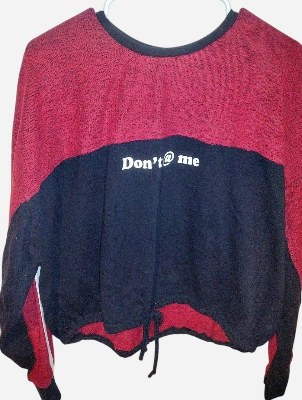 Hot Topic Don’t @ Me Two-Tone Red & Black Sweater